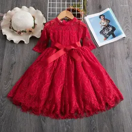 Mädchen Kleider Kinder Für Mädchen Langarm Schneeflocke Spitze Kleid Geburtstag Party Vestido Kinder Prinzessin Urlaub Kleidung Tragen 3-8T