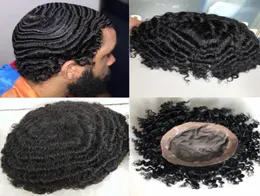 8mm Wave Toupee Mono Lace with PU 9A Grade Indian Virgin Hair Bite 4mm Afro for African American Men Fast Express Delivery6106616