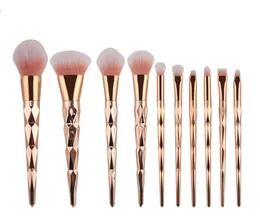 10 pçsset conjunto de pincéis de maquiagem profissional blush pó sobrancelha sombra lábio nariz rosa ouro mistura compõem escova ferramentas cosméticas 9453938