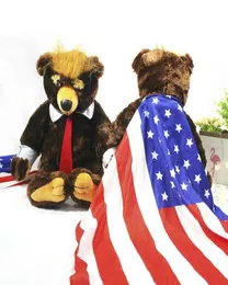 60 cm Donald Trump Bear Plush Toys Cool USA President Bear With Flag Sweet Animal Bear Dolls Trump Plush Stuffed Toy KidsGQ9277704