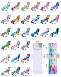 Tie Dye Beach Chair Cover med sidor Colorful Chaise Lounge Handduk för solstolar Solbad Garden YL5989359627