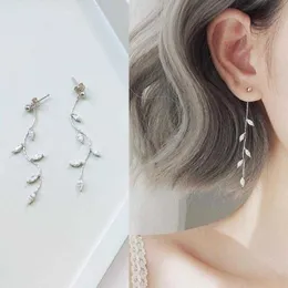 Charm New silver needled willow leaf earrings Women's simple temperature long tassel earrings Women's fashion jewelry gi169l