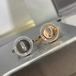 Moda 925 srebrne szczęśliwą ruchy dla kobiet kryształowy ślub tańca boczna kamienie ruchome pierścień francuska biżuteria 250Y