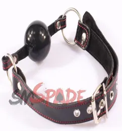 Smspade New Genuine Leather Ball Gag 45mm Solid Rubber Ball Gag Mouth Harness Plug For Couples Have Sex Mouth Gagged Toy2238019