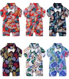 Çocuklar Tasarımcı Giysileri Erkekler Çiçek Baskı Çocuklar039S Bebek Tulum Bebek Yaz Pijamaları Giysileri Hawaii tarzı CZ5261709849