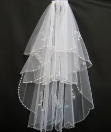 A buon mercato 2019 Immagine reale Bianco Avorio USA Morbido tulle Veli da sposa Pettine Paillettes Perline Di cristallo In Stock5053306