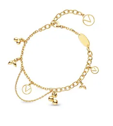 Женские украшения маленький цветочный браслет дизайнер розовая эмалевая буква хрустально золото, покрытые бретельными браслетами