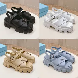 Designer Sandaler Kvinnor Monolith Roman Foam Rubber Platform Sandal Slides Luxury Summer Cutout Buckle Beach Shoes