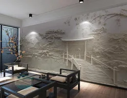 Wallpapers Po Wallpaper Chinese Style 3D Stereo Embossed Landscape Pavilion Background Wall Mural El Living Room Art Papel De Pare1488357