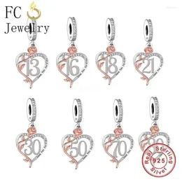 Loose Gemstones FC Jewelry Fit Original Charm Bracelet 925 Silver 18th 30th 40th Birthday Anniversary Meaningful Number Bead For Making