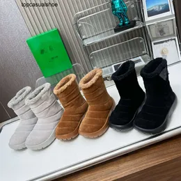 Bottegaa Vendetta Curly in Sherpa Fur BVS Lined Suede Snap Book Brown Black Women Designer Snow Boots 미드 송아지 플랫폼 Shearling Bootie Classic Ankle Boot Win