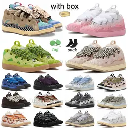 2024 New With Box Fashion Lavines Casual Shoes Mesh Weave Lace Up Curb White Corn Pink Leopard Majorelle Blue Mens Women Leather Embossed Platform Calfskin Chaussure