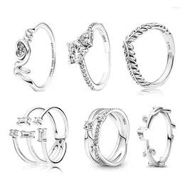 Cluster-Ringe, luxuriös, schillernder Streifen, Zirkonia, Pan-Stil, 925er Silber, offener Manschettenring für Frauen, Hochzeit, Verlobung, feiner Schmuck, Trend 2024