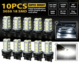 Fari per auto 10 PZ 3157 3156 18SMD Freno di retromarciaStopTurn Tail Back Up Lampadina a LED Bianca6864457