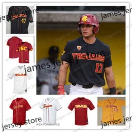 Maglia da baseball 2022 NCAA personalizzata USC Trojans 3 Caiden Huber 4 Johnny Olmstead 5 Miko Rodriguez 6 DAndre Smith 7 Trevor Halsema 8 Nate Clow 9 Carson Wells 51 Evan Clark