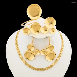 Brincos de colar conjunto de jóias de luxo e anel para festa 18k banhado a ouro Dangle Africano Dubai