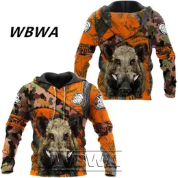 멧돼지 사냥 오렌지 카모 3D 프린트 재킷 멘스 맨하라 주쿠 까마귀 유전 유니니스 렉스 캐주얼 스트리트웨어 스웨트 셔츠 풀버 Sudaderasl88 240307
