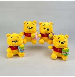 2024 Wholesale cute honey pot bear pendant plush toy keychain holiday gift claw machine prizes 3-14