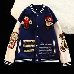 Trendy American Street Stickerei Clown Baseball Uniform Herren Ins Retro Hong Kong Style Lose Casual Paarjacke 240229