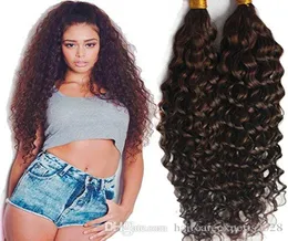 ELIBESSVirgin Human Hair Bulk Dark Brown 2 Deep Curly Bulk Hair Weaving For Braiding Unprocessed No Weft Human Hair 100g one pie7648596