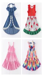 Clothing Sets Girlymax Baby Girls Summer Clothes Watermelon Milk Silk Sleeveless Dress Knee Length Floral Leopard Tie Dye Kids Clo4523729