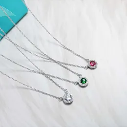 TikTok Funi Sterling Silver S925 Round Diamond Pendant Necklace Fashion Light Luxury Full Diamond Round Pendant Womens Clavicle Chain