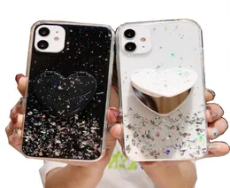 Luxury Glitter Mirror Phone Cases med Holder for iPhone XS XR 12 Pro Max Case1980031