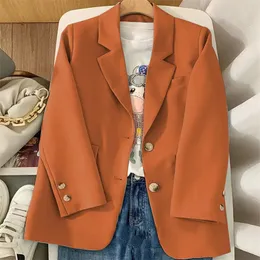 Elegant orange blazer mujer långärmare jacka kvinnor vår höst mode casual smala ytterkläder blazers feminino 240226