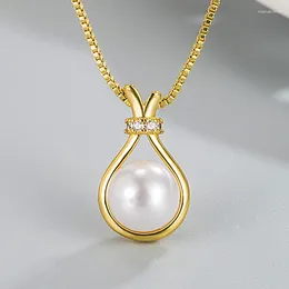 Pendants KOFSAC Cute Lucky Bag Necklace For Women Gift Light Luxury 925 Sterling Silver Jewelry Exquisite Zircon Pearl Necklaces