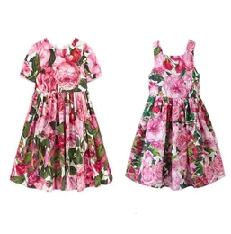 European And American Girls Dress 2021 Summer Children ShortSleeve Flower Patter Party Dress Baby Kids Girl Clothes Dresses8651527