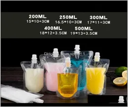 Paketleme çantaları standup plastik içecek ambalaj torbası içecek için sıvı suyu süt kahve 200500ml lx0080 1650k rdhxy1864619