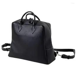 School Bags Korean Niche Mochilas Mujer Large Capacity Bolsas Feminina Laptop For Women Commuter Backpack Genuine Leather Zip Bag