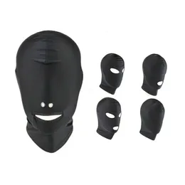 BDSM Open Mouth Eye Hood Party Mask Cosplay Slave Headgear Adult Game Bondage Set Sex Toys For Woman Man Sexig tillbehör