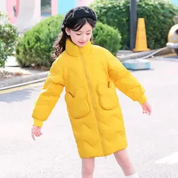 Down Coat Winter Cotton Jackets For Girls Thick Stand Collar Long Parkas Kids Solid Teenage Children Outwear Casaco Infantil Menina 9