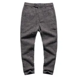 Calça calças casuais calças casuais calças marrom retro outono tweed calça calçada casual calça as calças de calças de calça xadrez masculino