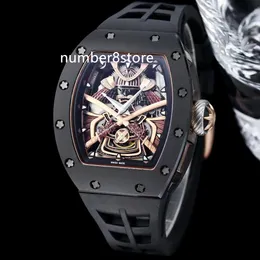 RM47 Black Ceramic Sports Automatiska herrar Klocka Skeletoniserad Dial Swiss Tonneau Arvur SAPPHIRE Crystal Waterproof Luxury Watches 9 färger