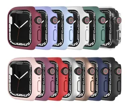 قضية Hard PC Armor Shockproof for Apple Watch Series 7 حامي الشاشة إطار Iwatch 41mm 45mm ماء محامي المهد.