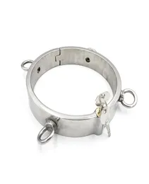 Exquisite 3CM High Stainless Steel Slave Neck Ring Collar Necklet With 4 Ring Adult Restraint Bondage Bdsm Sex Toy For Male Female3511374