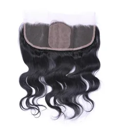 Middle Three Part 8A 13x4quot Silk Base Ear to Ear Lace Frontal Closure Bleached Knots With Baby Hair Body Wave Lace Fronta2779878
