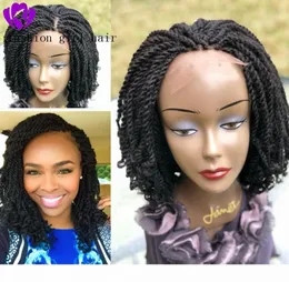 Siyah kadınlar için moda kısa örgülü peruklar mısır örgüler peruklar sentetik dantel ön peruk ile bebek saçı kısa peruk kıvrım 3977238