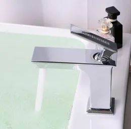 Yeni Çağdaş Katı Pirinç Kristal Tutar Banyo Lavabo musluk krom musluk tek delik kare musluk musluk güverte monte lüks9886561