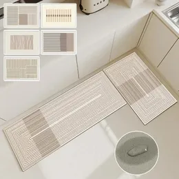 Kieselgur-Küchenmatte, rutschfester Teppich, super saugfähiger langer Teppich für Wohnzimmer, Dekoration im nordischen Stil, 240226