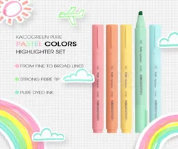 Andstal KACO 5 colorslot Macaroon Pastel Colors Highlighter Pen set Color for school marker Stationery for school office mark 20114072459