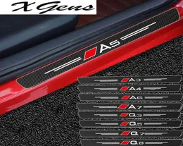 Carbon Fiber Car Door Sills Sticker For Sline Quattro A1 A3 A4 A5 A6 A7 A8 TT Q3 Q5 Q7 Q8 B8 TT S1 S3 S4 S5 S6 S7 S8 TTS4805549