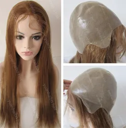 High quality silky straight malaysian virgin brown hair natural hairline full thin skin wig 5445674