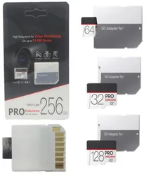 2020 32GB 64GB 128GB 256GB Cartão de memória Micro SD TF Classe 10 NOVO Cartão EVO UHSI com adaptador Pacote de varejo 30pcs2319646