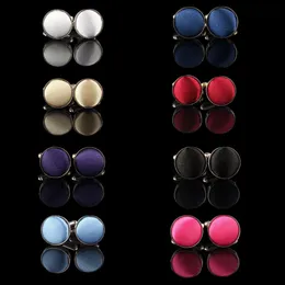 Men's Round Dress Button Cuff Cufflinks Fabric For Business Shirt Wedding Party Men 8 Colors Fabric Round Cufflinks 2481