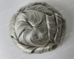 New arrival 6inch natural wave malaysian remy hair silver gray toupees for old men 2401087