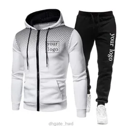 Benutzerdefinierte 2-teilige Sets Herren-Sets Polka Pot Reißverschluss Hoodie + Hosen Lässige Outdoor-Sportbekleidung Jogging DIY-Druck-Sweatshirt mit Reißverschluss