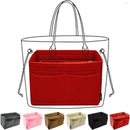 Kosmetiska väskor handväska arrangörsinsats för handväskor filt påse på med 5 storlekar makeup257q